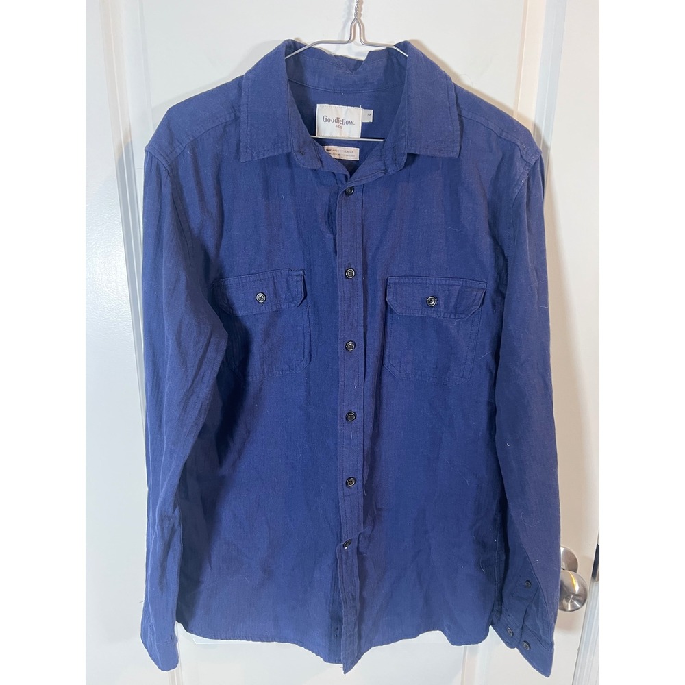 Goodfellow Men Shirt Herringbone Weave Navy Blue Size M